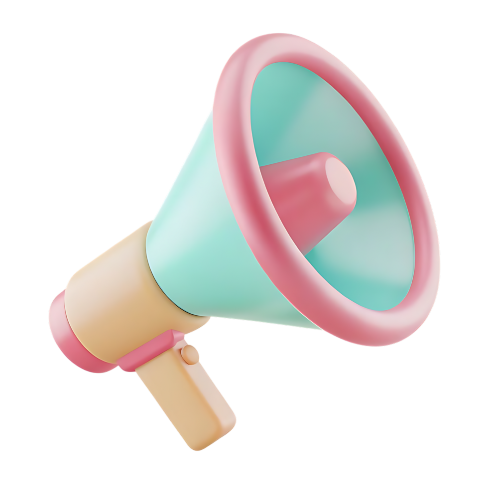 Pastel Megaphone 3D Render on transparent Background png
