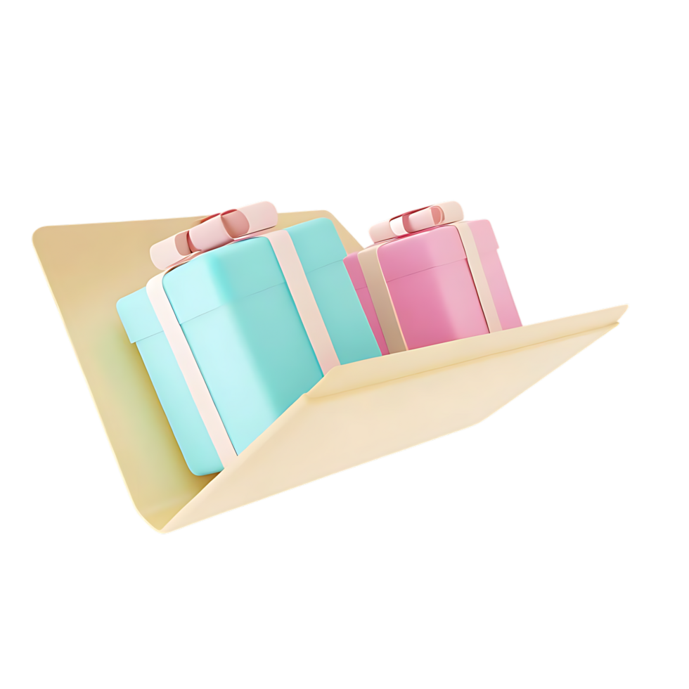 Pastel Gift Boxes in Envelope on transparent Background png