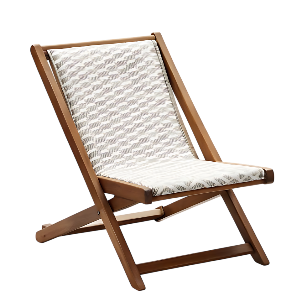 Wooden Deck Chair with Geometric Pattern on transparent Background png