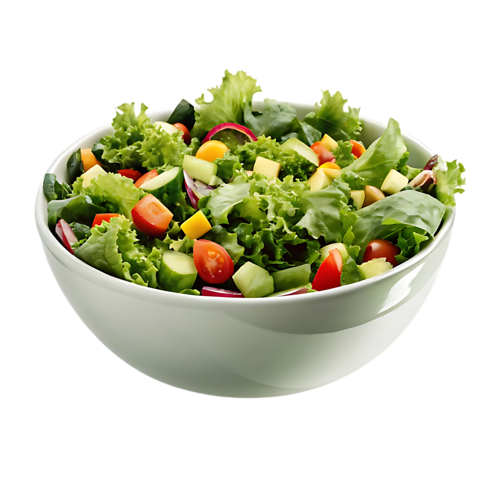 Fresh Salad with Colorful Ingredients in White Bowl on transparent Background png