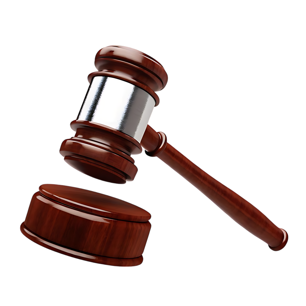 Gavel and Striking Block on transparent Background Symbolizing Justice png