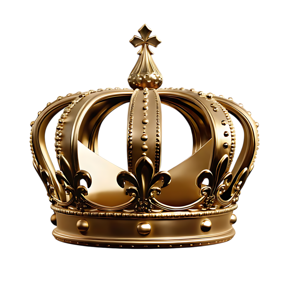 Gold Crown with transparent Gems Isolated on transparent Background png