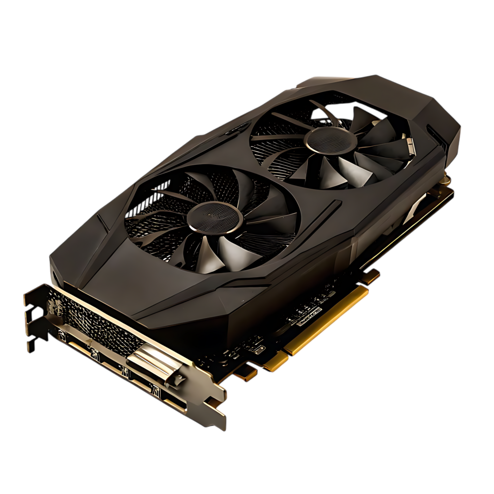 Modern transparent and Gold Graphics Card Isolated on transparent Background png