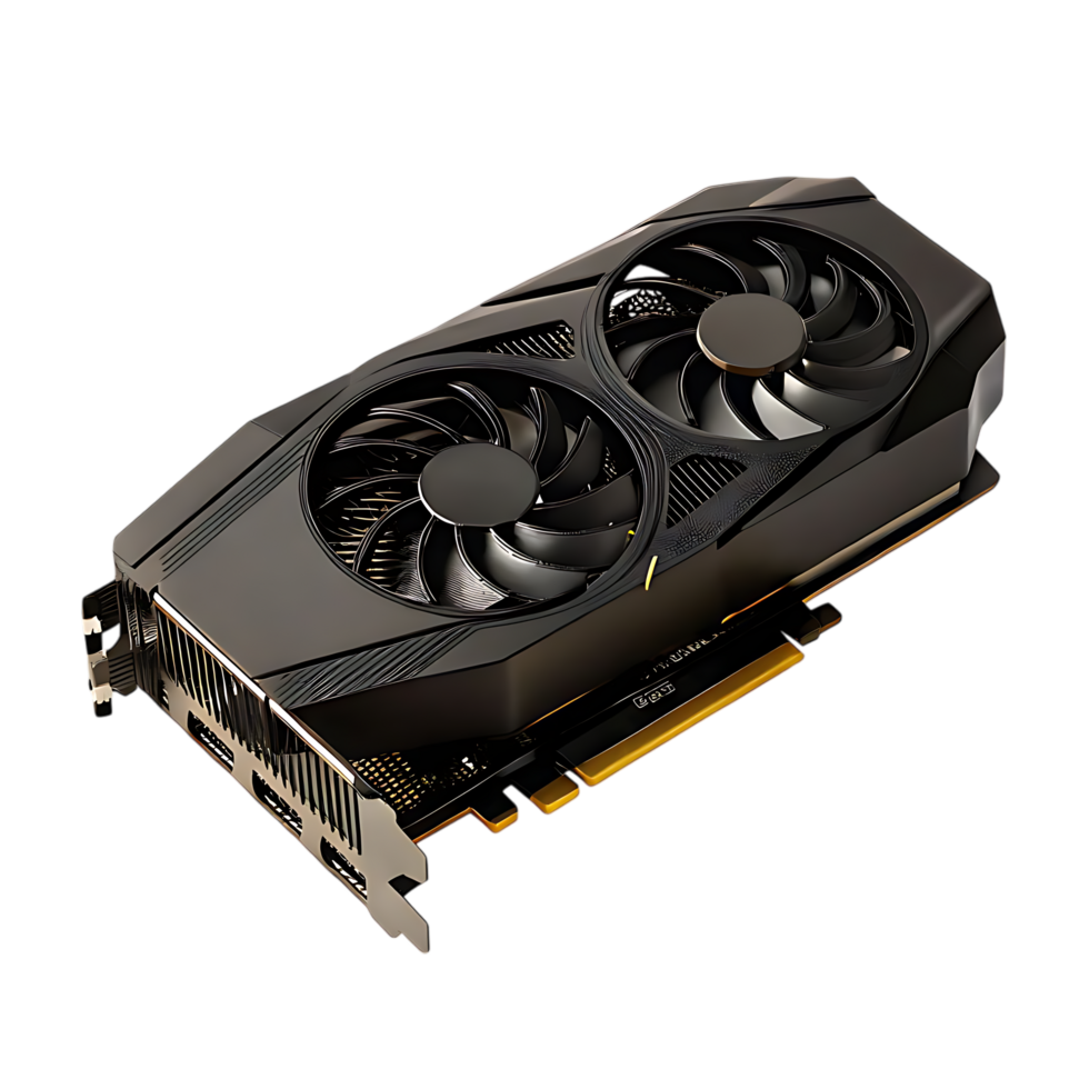High End Graphics Card with Dual Fans on transparent Background png