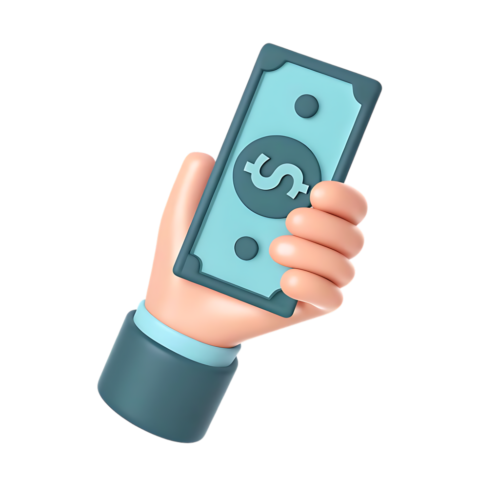 Cartoon Hand Holding Money for Finance or Business Success png