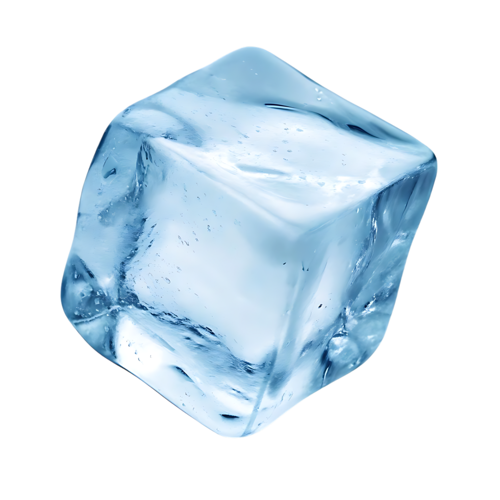 Translucent Ice Cube with Blue Tint on transparent Background png