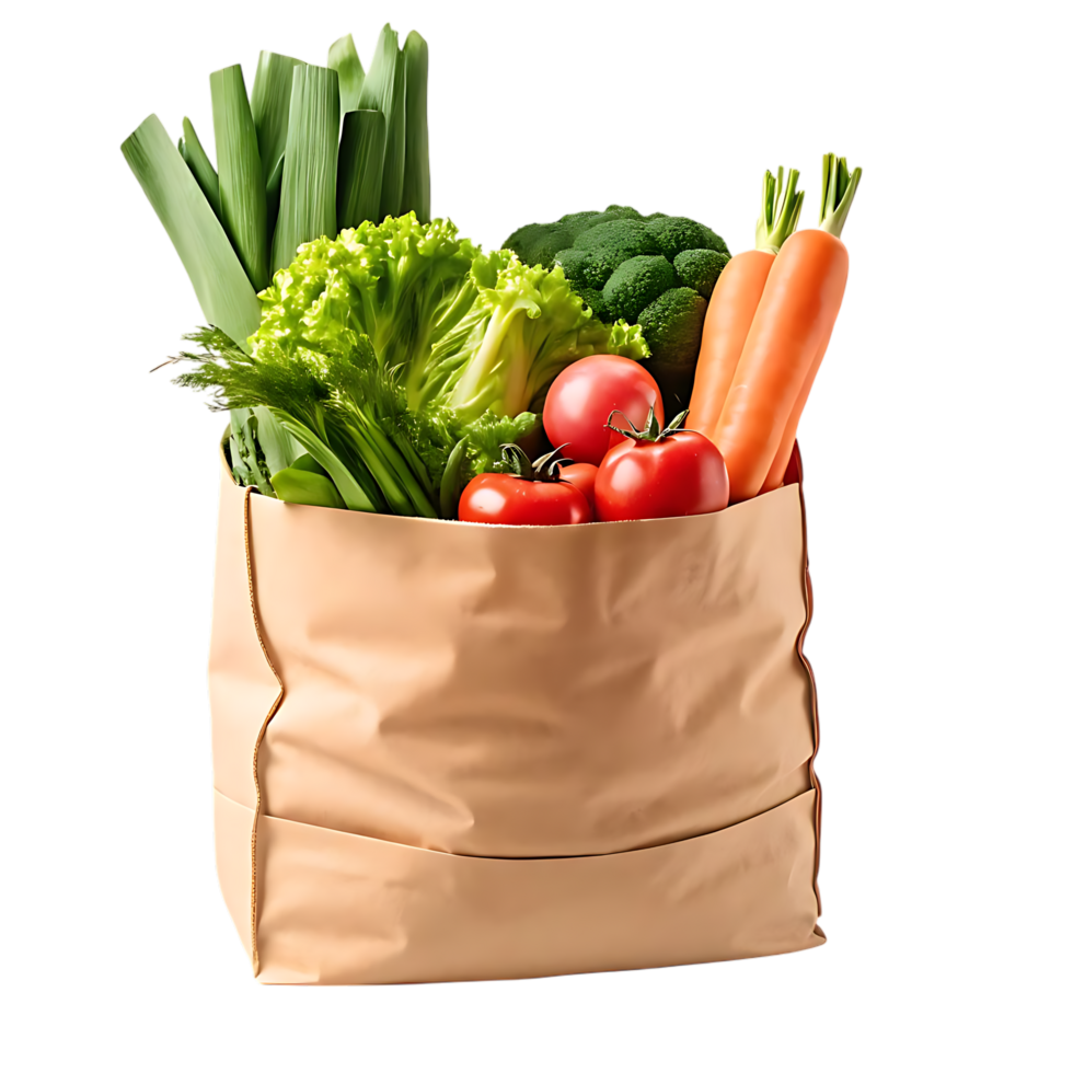 Assorted Vegetables Packed in Brown Paper Bag png