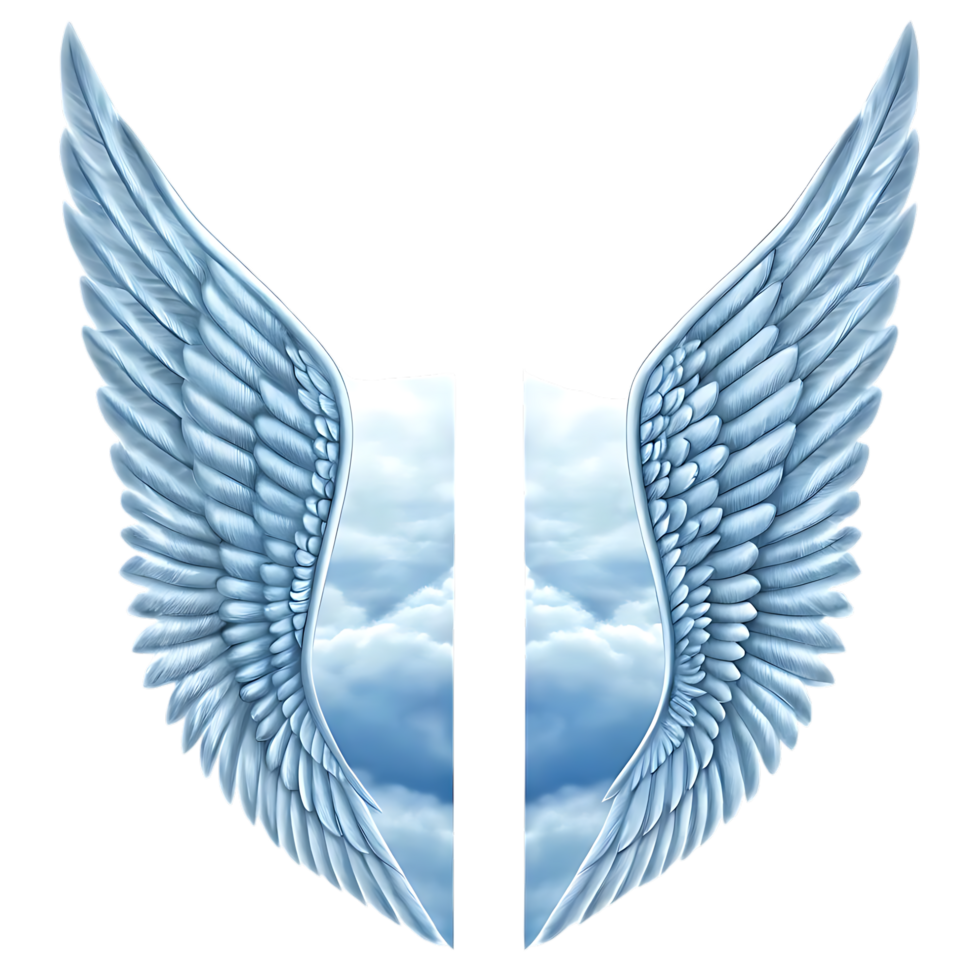 Light Blue Angel Wings with Soft Cloud Background png