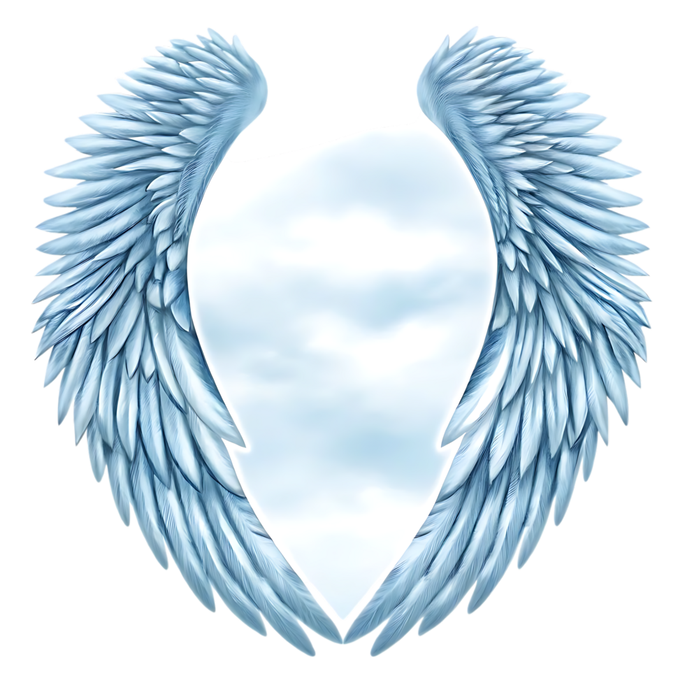 Blue Angel Wings with Cloud Frame Background png