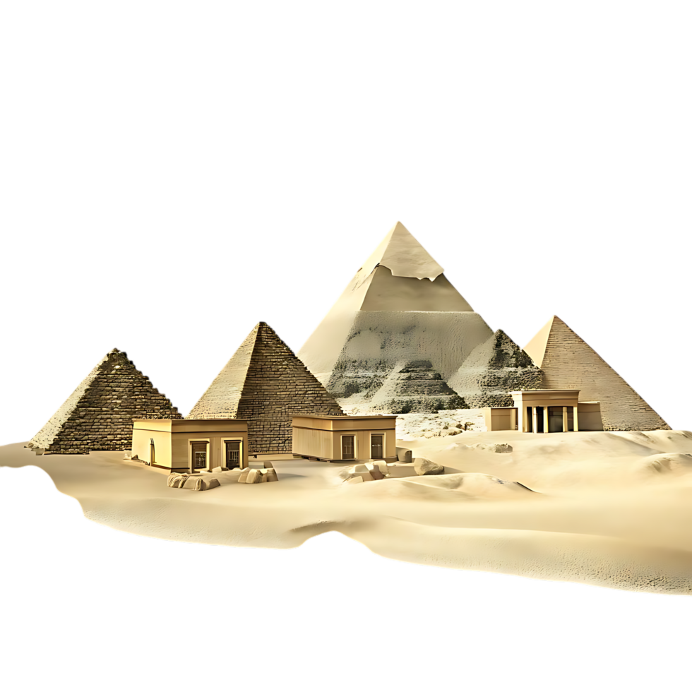 Egyptian Pyramids in Desert Landscape png