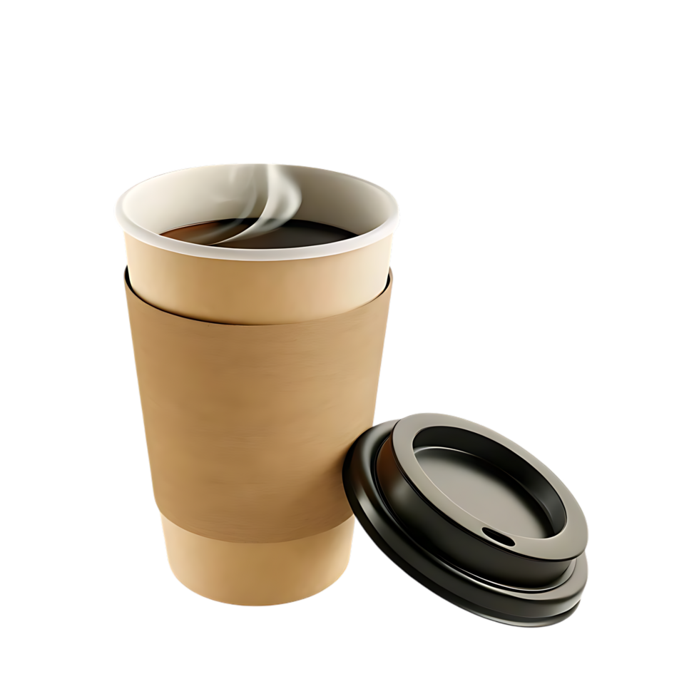 Hot Coffee in Disposable Cup with Lid png