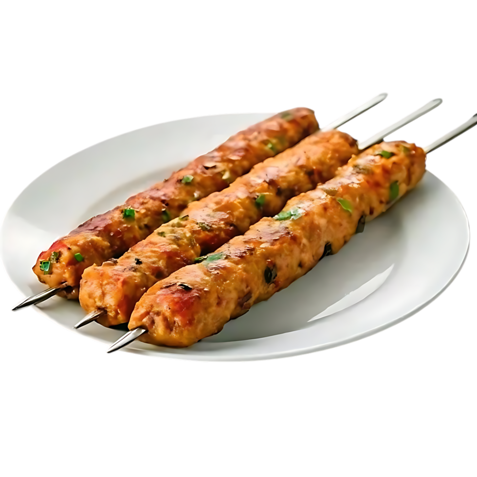 Grilled Chicken Tikka Kebabs on Serving Plate png