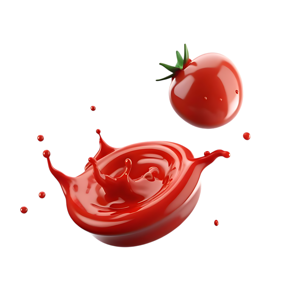 Tomato Splashing into Sauce Circle on transparent png