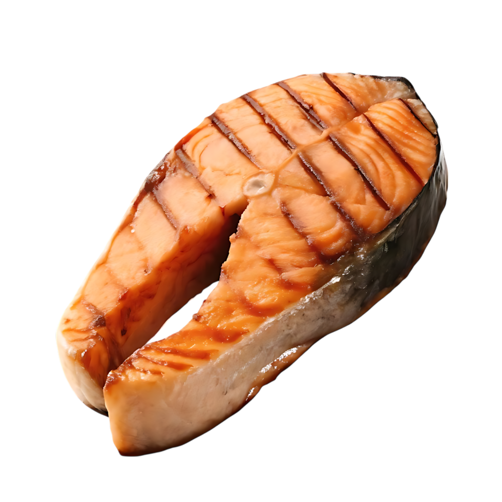 Grilled Salmon Steak with Glaze on transparent Background png
