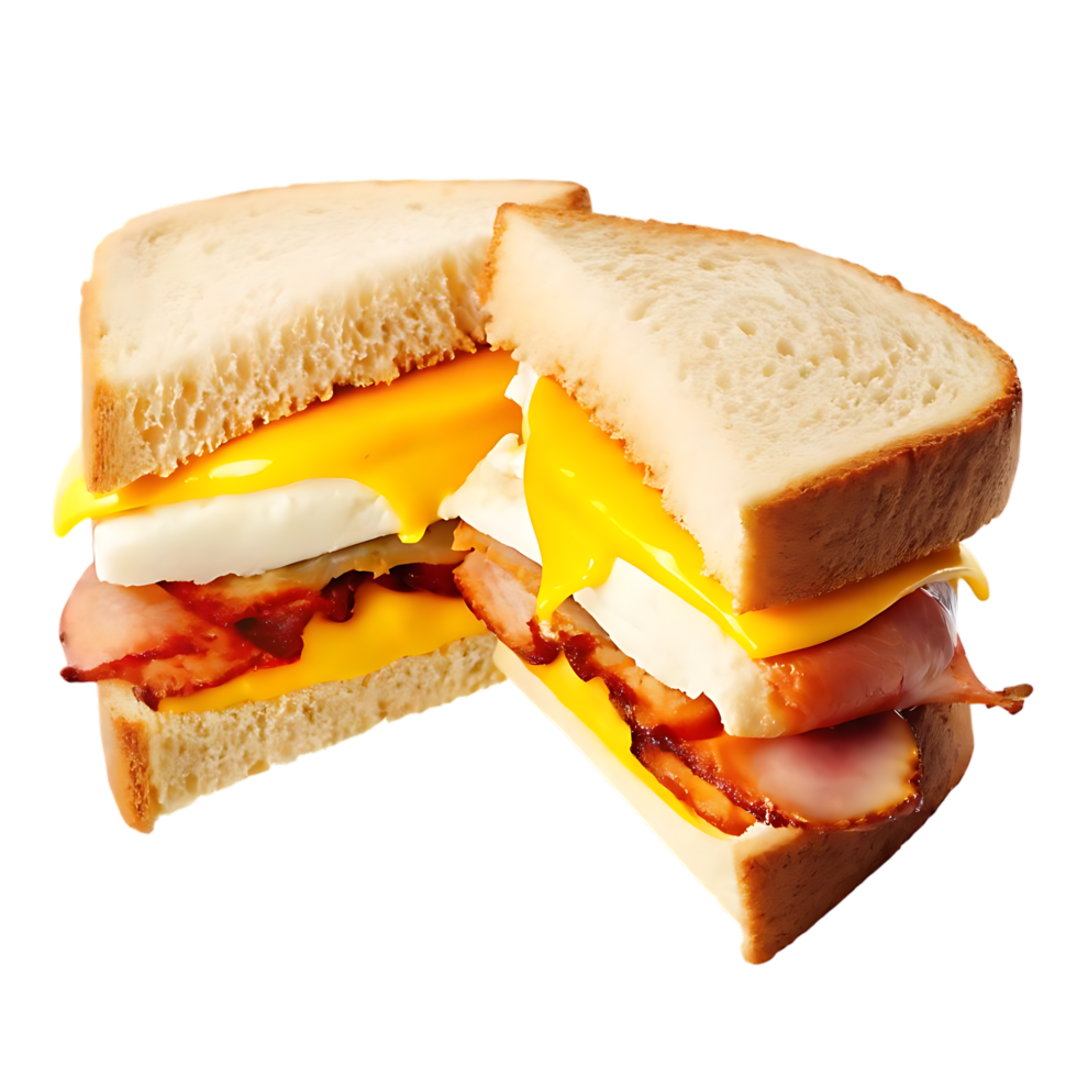 Hearty Bacon Egg and Cheese Sandwich for Breakfast png