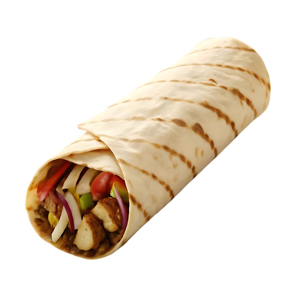 Chicken Burrito with Vegetables and Grilled Filling png