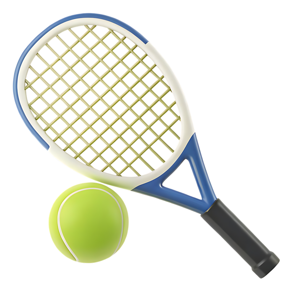 3D Illustration of Tennis Racket and Ball png