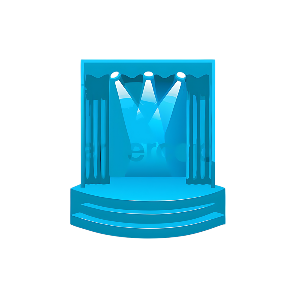 Blue Stage with Spotlights and Abstract Curtains png