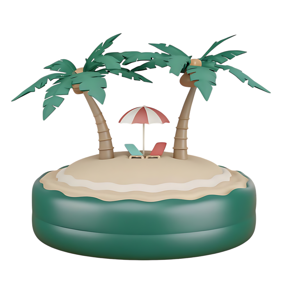 Island Paradise with Palm Trees and Beach Chairs png