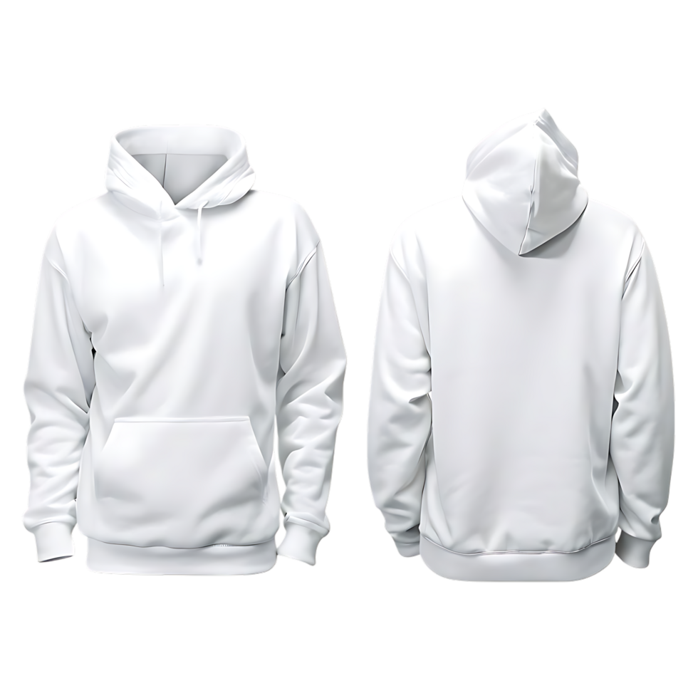 Plain White Hoodie Mockup Front and Back Template png