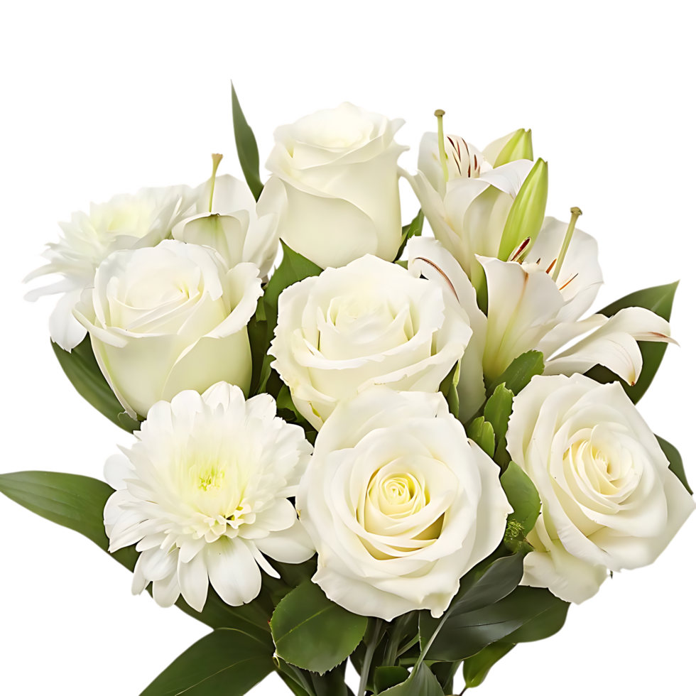 White Roses Lilies and Chrysanthemums Flower Arrangement png