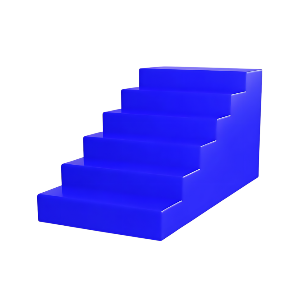 Abstract Blue Steps 3D Render on Isolated Background png