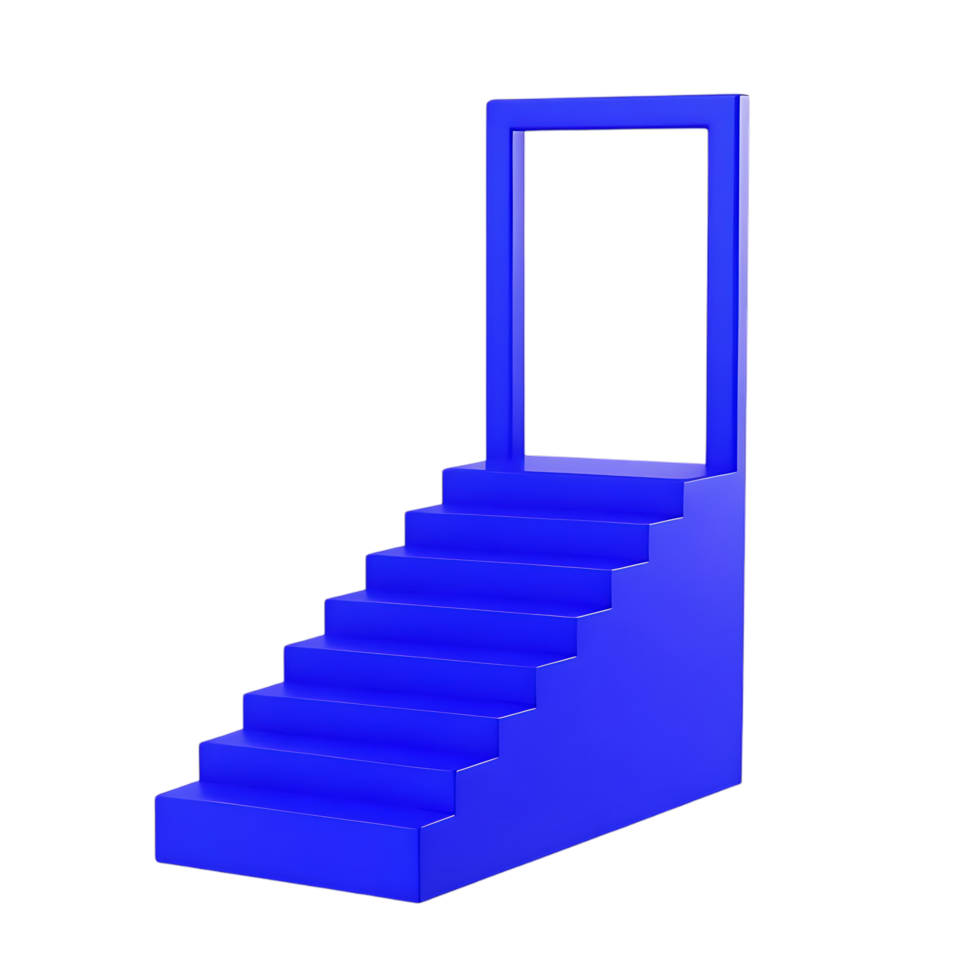 Blue Steps Leading to Doorway Abstract 3D Render png