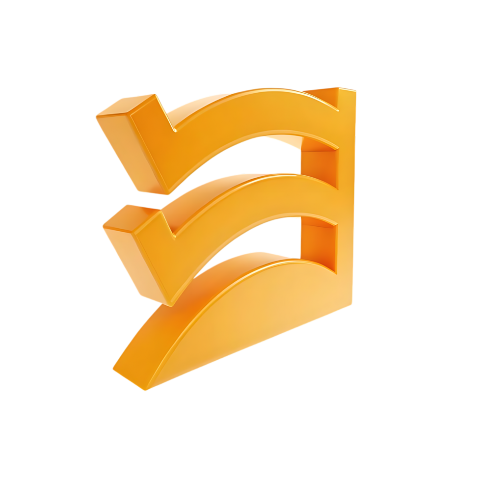 Orange Curved Arrows Abstract 3D Design Element png
