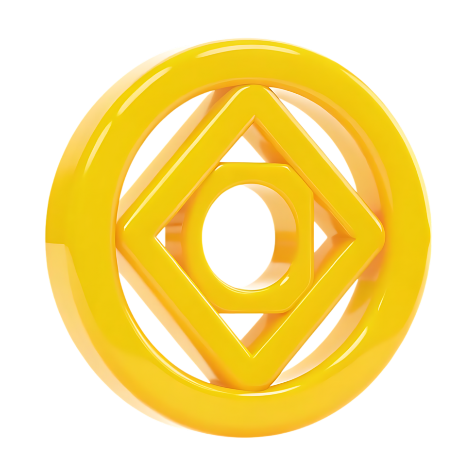 Glossy Yellow Square Symbol 3D Render Illustration png
