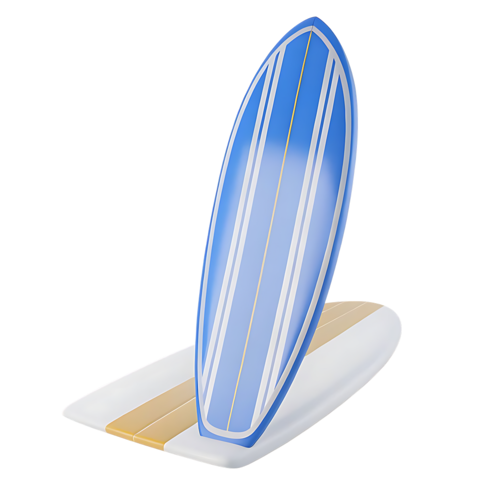 Blue and White Striped Surfboard on Stand Display png