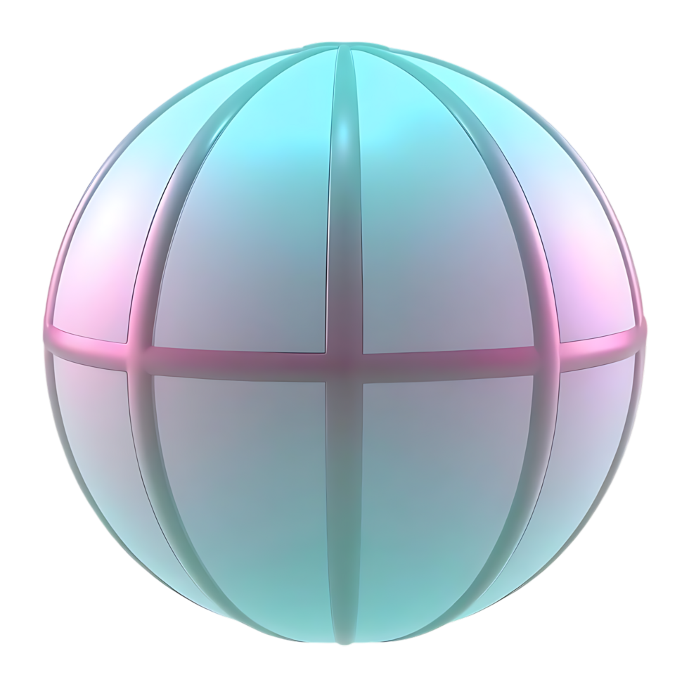 Abstract Pastel Sphere with Grid Pattern Design png