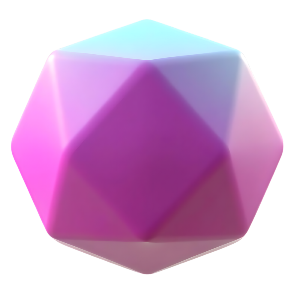 Gradient Icosahedron Shape 3D Render Design png