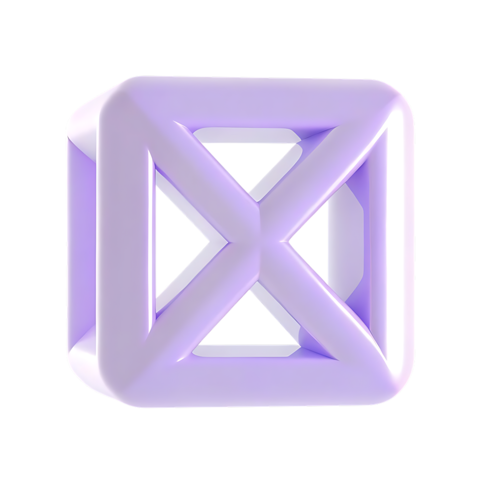 Purple 3D Geometric Shape Abstract Design Element png