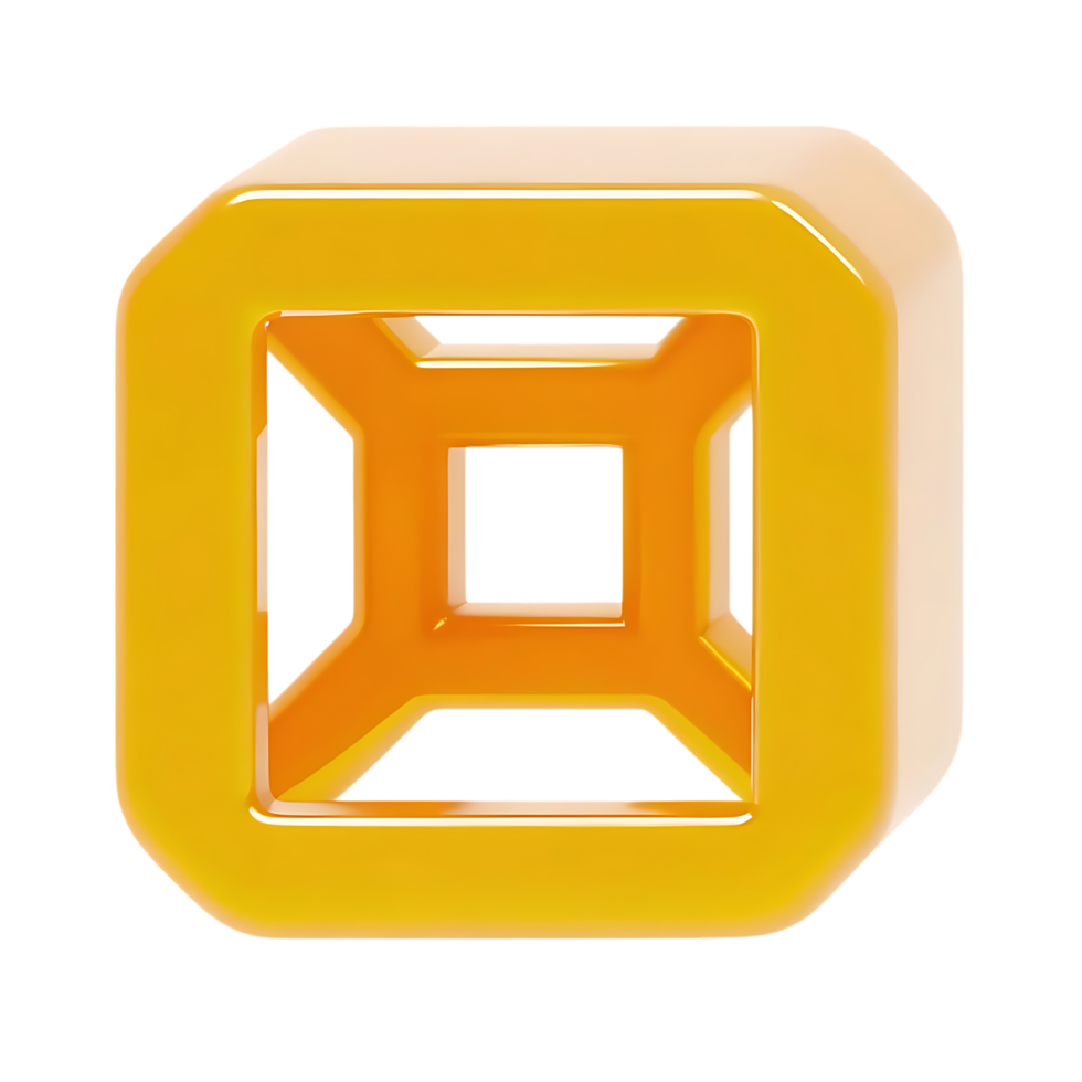 Golden Square Icon Abstract 3D Design Element png