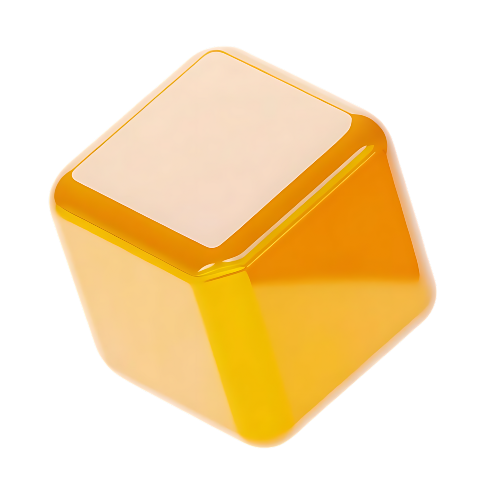 Shiny Orange Cube 3D Render on transparent Background png