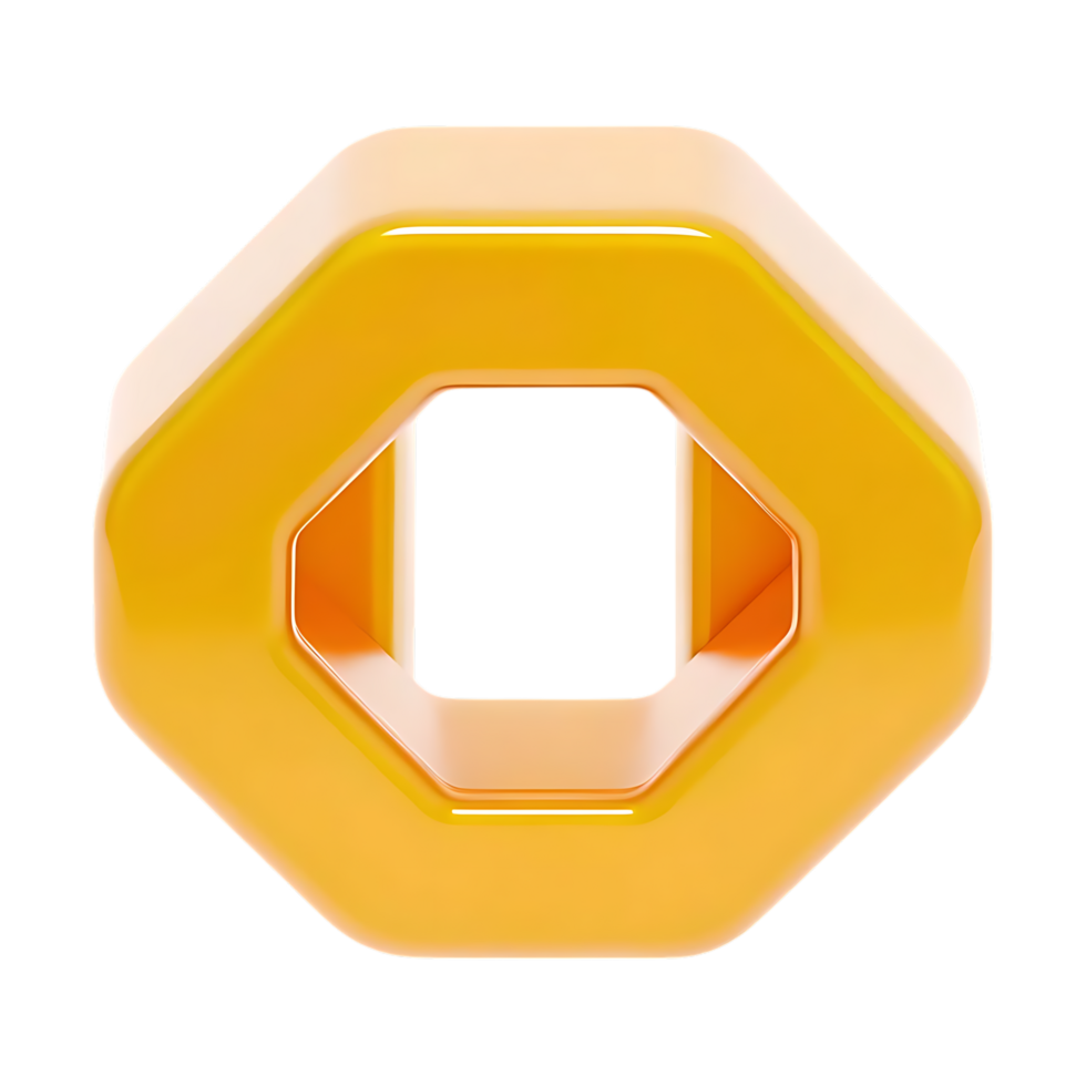 Yellow Hexagon Shape with Inner Frame Abstract Design png