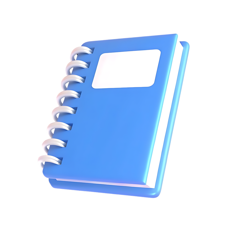 Blue Spiral Notebook 3D Render Top View png