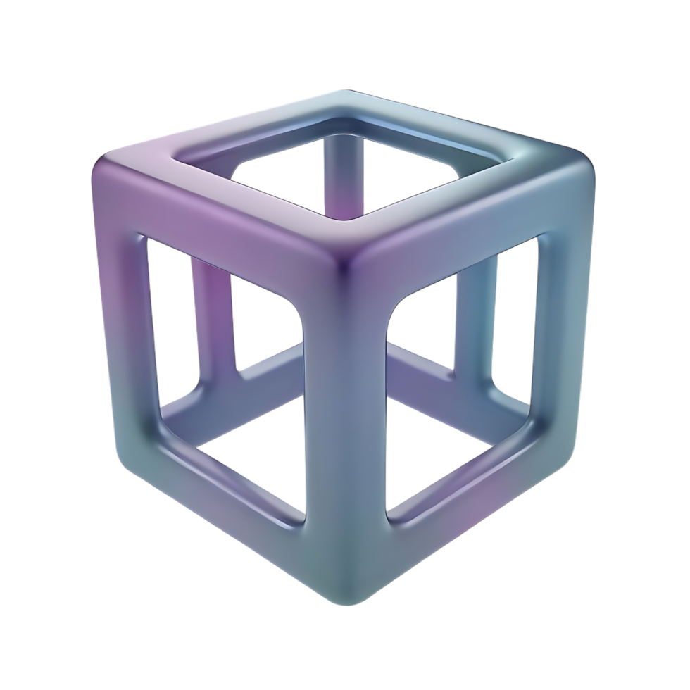 Hollow Cube with Gradient Colors 3D Abstract Render png