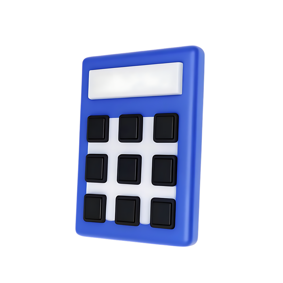 Blue Calculator 3D Render with transparent Background png