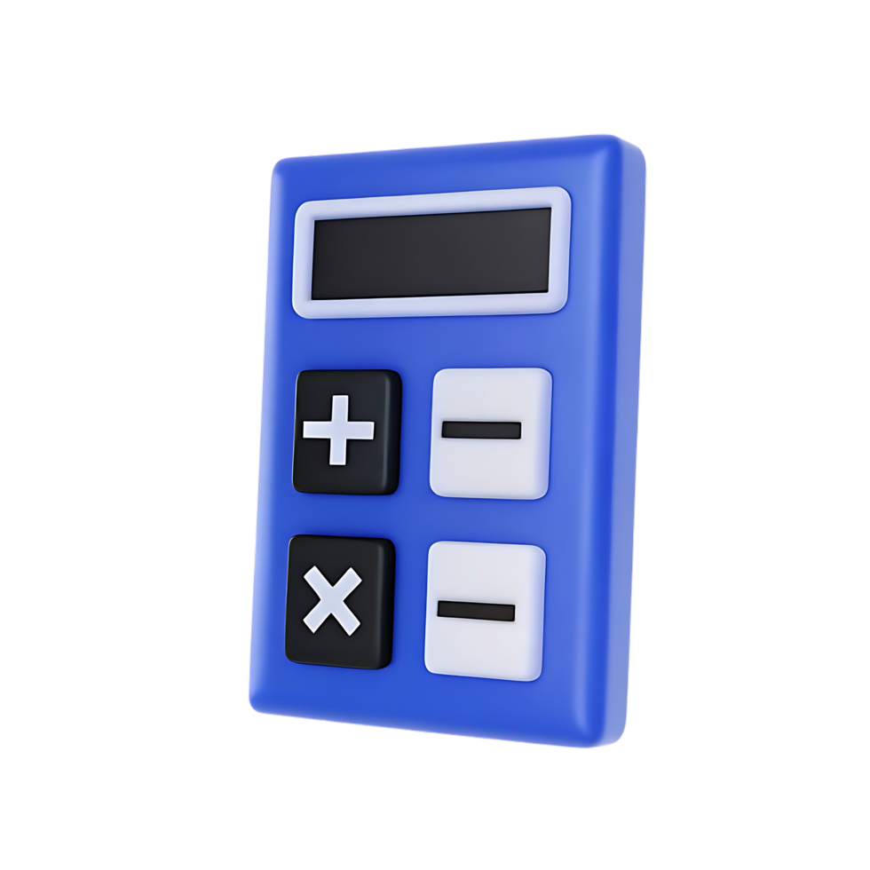 Calculator Icon in Blue 3D Render Design png