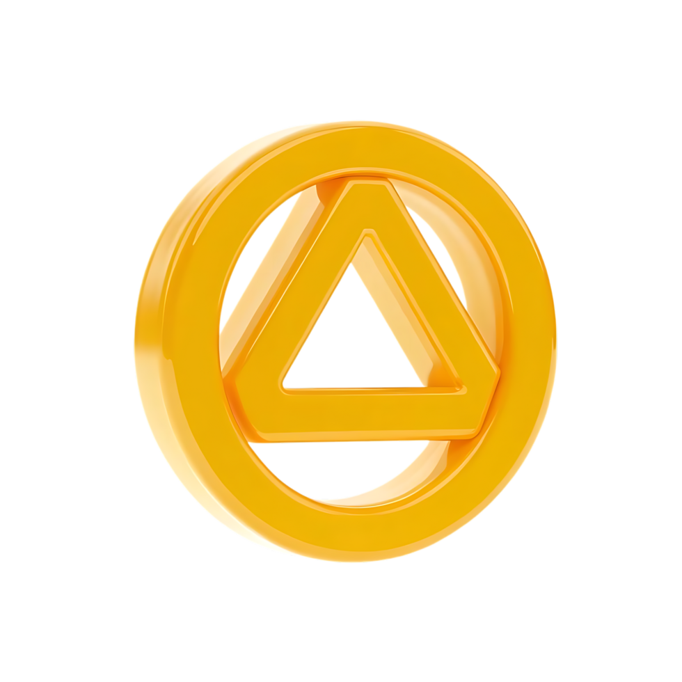Golden Circle with Triangle Inside 3D Render png