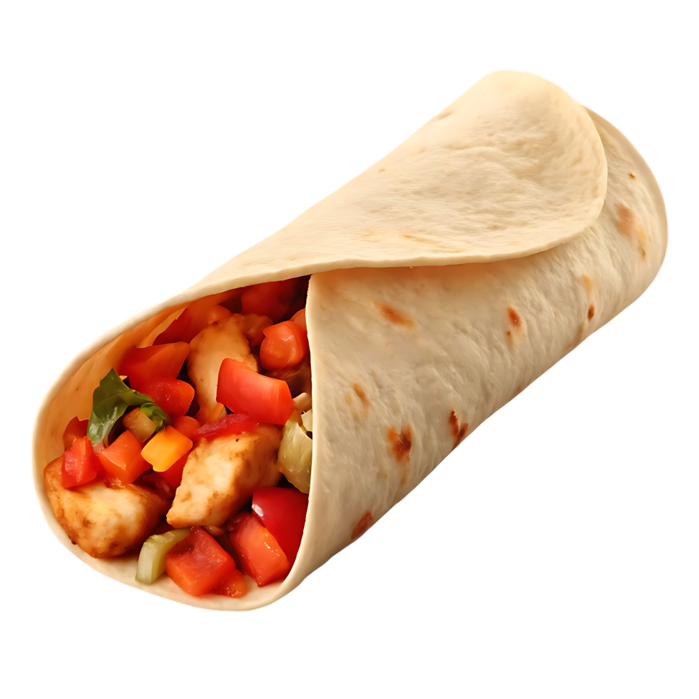 Chicken and Vegetable Wrap in Soft Tortilla png