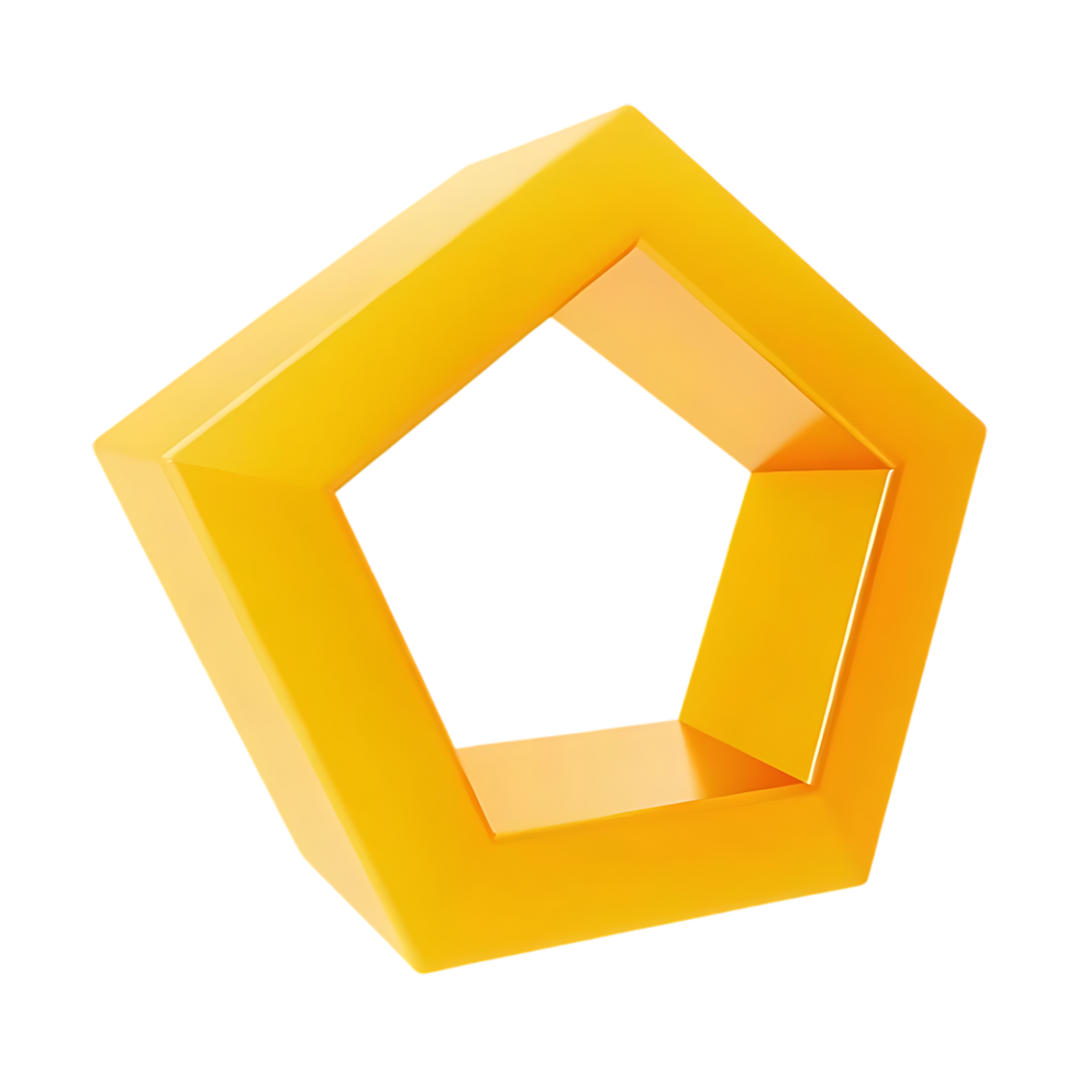 Yellow Pentagonal Frame Shape 3D Render png