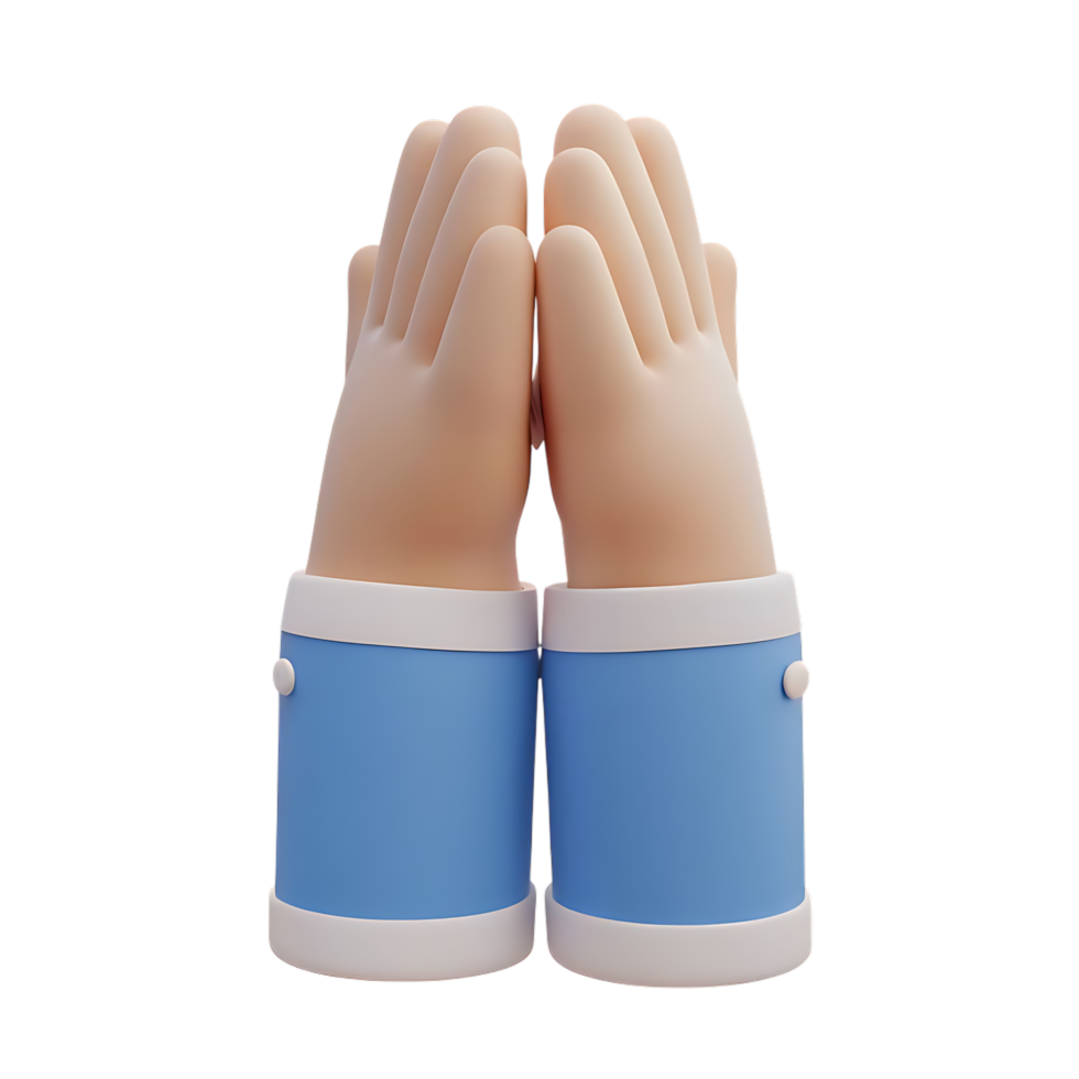 3D Render of Hands in Prayer Position png