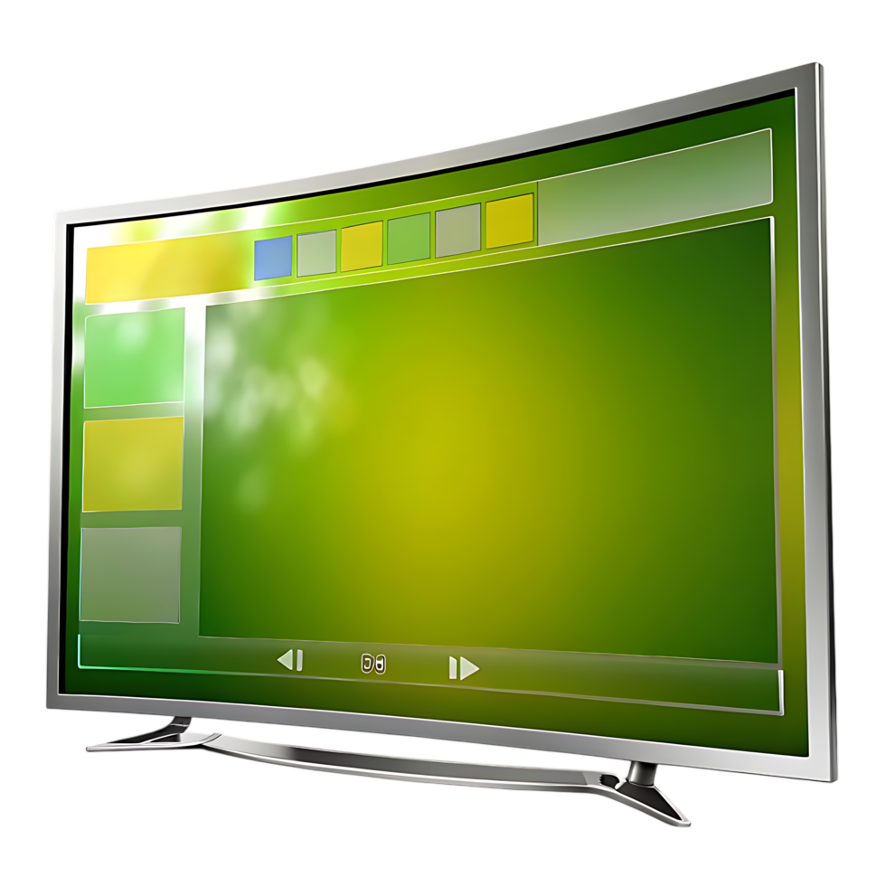 Curved Smart TV with Green Interface Display png