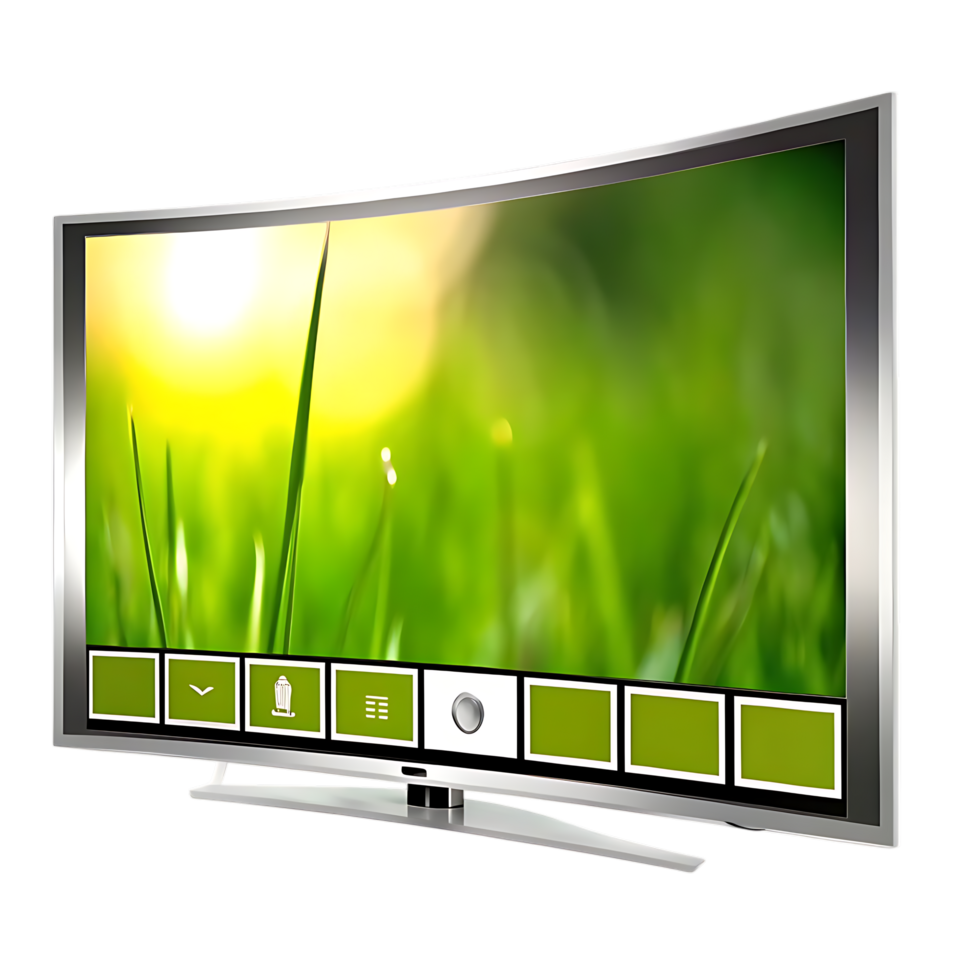 Curved Smart TV with Nature Scene on Display png