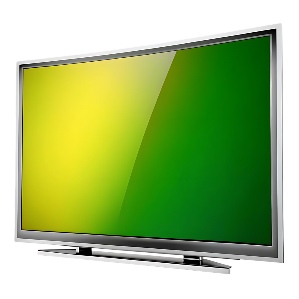 Curved LED TV with Green and Yellow Gradient Display png
