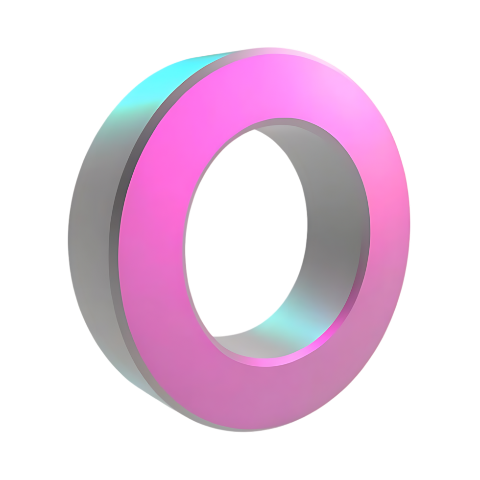 Pink and Teal Ring Shape 3D Render Abstract Design png