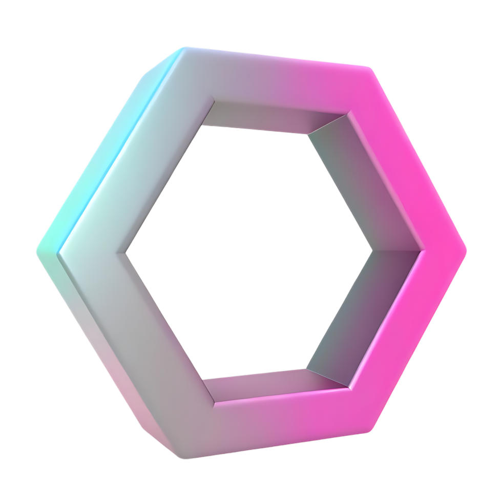 Hexagon Frame with Gradient Color Abstract Render png