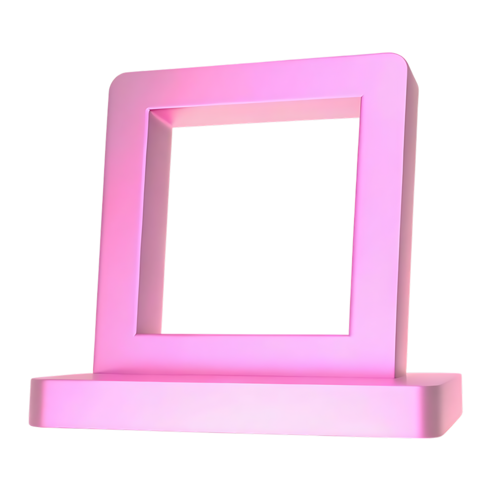 Pink Square Frame Display Stand 3D Render png